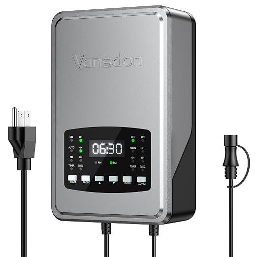 Vansdon 300W Low Voltage Landscape Transformer,2 Zone,120V AC to 12/14V AC | Photocell Sensor & Timer,Circuit protection & Memory function,5 modes,Weatherproof,for Pathlight,Spotlight,ETL Listed