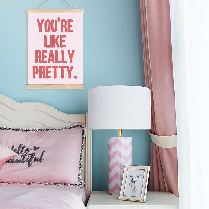 FDHSPAAM You're Like Really Pretty Wall Art Decor, Pink Preppy Room Decor, Pink Girly Aesthetic Wall Art Posters for Girls Room Bedroom Dorm Apartment, 12x16 Inch