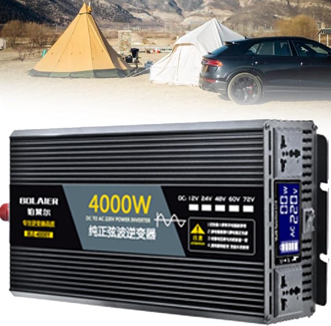 Pure Sine Wave Inverter 2500W 4000W 5000W 6000W 8000W 10000W 12000W Car Power Inverter DC 12V 24V 48V 60V 72V to 110V 120V 220V 230V 240V AC Voltage Converter Transformer Vehicle Adapter(4000W,48Vto22