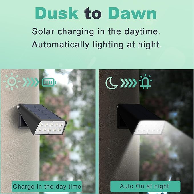 Solar Outdoor Lights for Father's Day Mother's Day 4th of July Decor, RGBW Color Changing Dusk to Dawn Solar Fence Patio Lights, 90° Adjust LED Garden Lights for Backyard Decor, 8-Pack
