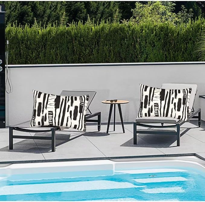 Outdoor Pillows Black And White Pillow Covers 31x47 Set of 2 Throw Pillow Covers, Geometric Throw Pillows Rectangular Lumbar Pillows Cushion Covers Decorative Pillows for Garden Patio Furniture J460