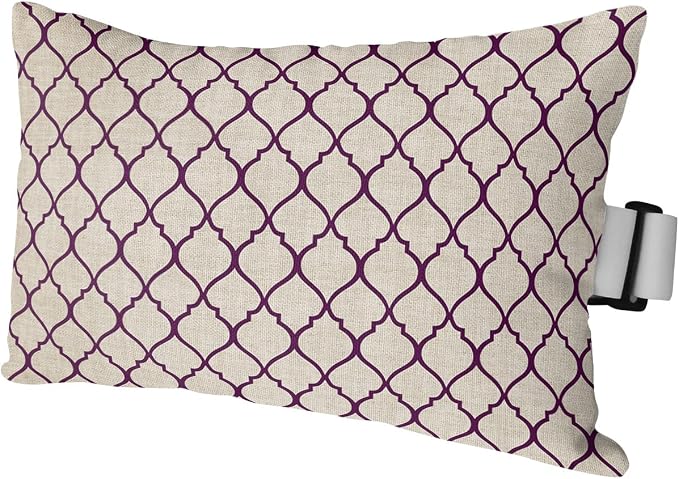 Outdoor Pillows Covers with Inserts Rustic Moroccan Geometric Quatrefoil Purple Lattice Waterproof Pillow with Adjustable Strap Throw Pillows for Patio Furniture Recliner Lounge Chair, 11" x 16", 1PCS