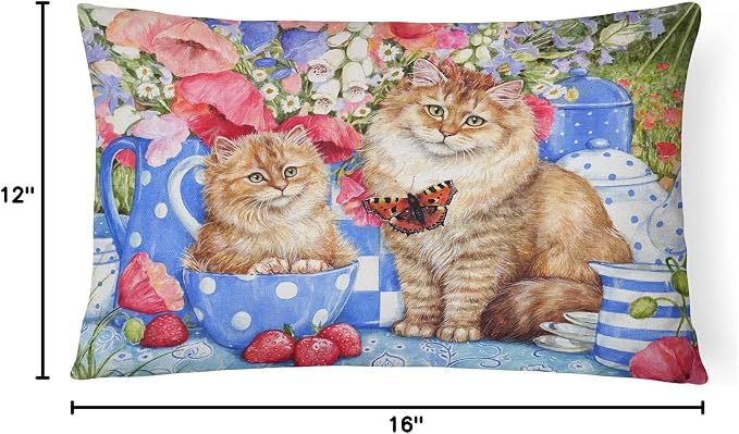 Caroline's Treasures CDCO0200PW1216 Blue Cats Canvas Fabric Decorative Pillow Machine Washable, Indoor Outdoor Decorative Pillow for Couch, Bed or Patio, 12HX16W