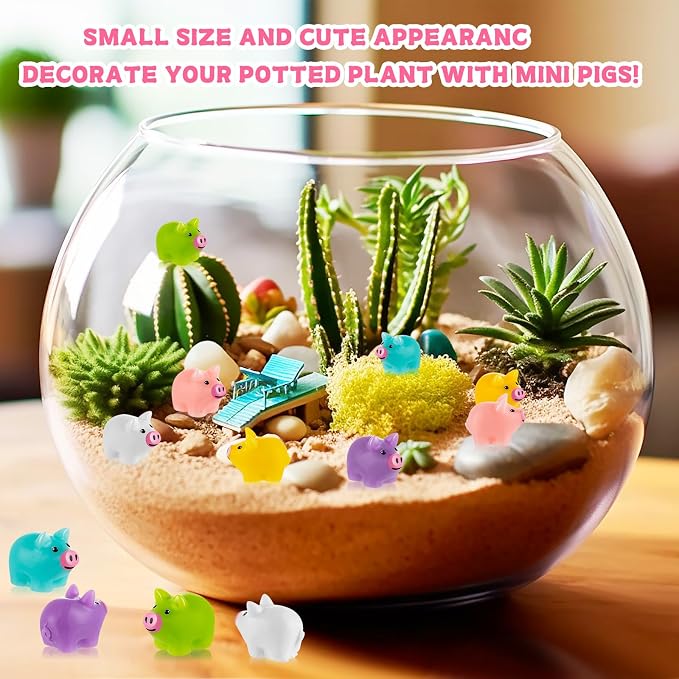 78PCS Mini Resin Pigs Figures Miniature, Colorful Tiny Pig for Cake Topper | Cute Pigs Figures Miniature, Tiny Pig Charms for Cake Topper, Garden Landscape Dollhouse Hide Game Room Decor DIY Craft