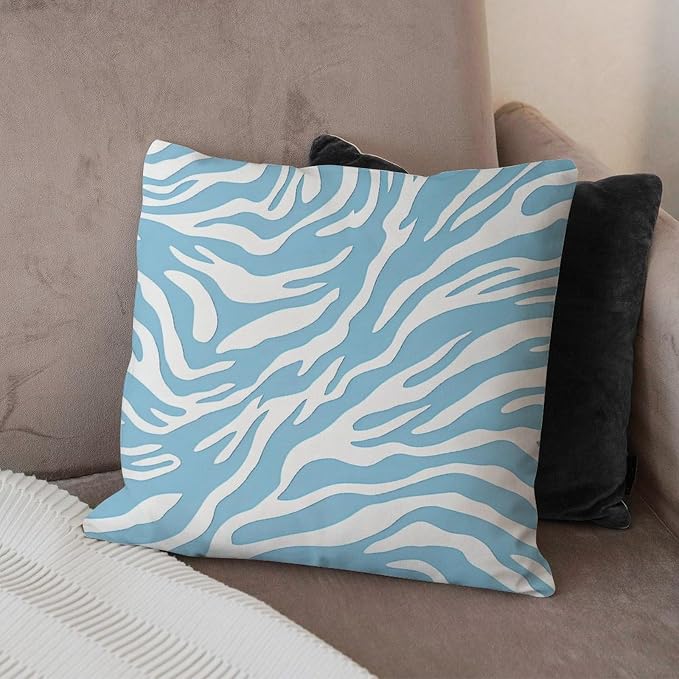 Blue Tiger Print Cushion Cases Animal Tiger Print Throw Pillow Cover Farmhouse Farmhouse Decor Pillow for Patio Furniture Garden 18x18 in