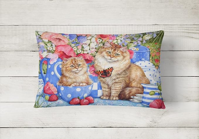 Caroline's Treasures CDCO0200PW1216 Blue Cats Canvas Fabric Decorative Pillow Machine Washable, Indoor Outdoor Decorative Pillow for Couch, Bed or Patio, 12HX16W