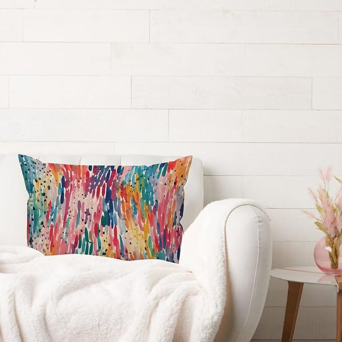 Lumbar Throw Pillow Cover Make It Rain Fiesta Pillow Case Farmhouse Rainbow Colorful Pillow Cover Accent Outdoor Garden Decoration for for Sofa Couch Bedroom Car Home 12x20in