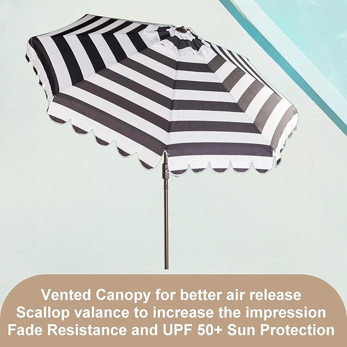 11ft Patio Umbrella Replacement Canopy Market Umbrella Top Outdoor Umbrella Canopy with 8 Ribs