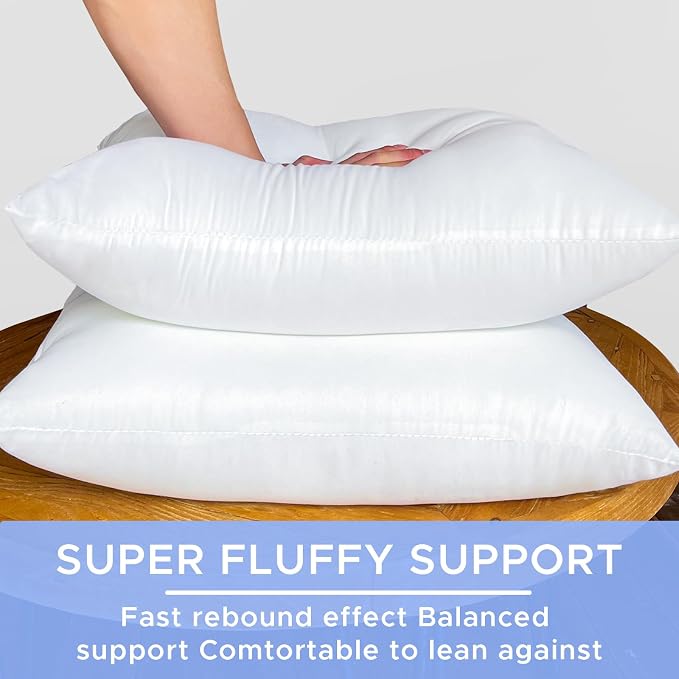 4 Pack Pillow Inserts Waterproof Outdoor 16x16 inch White | Waterproof protection.Hypoallergenic & washable. Stays plump and supportive.Ideal for indoor/outdoor use on couch or patio.
