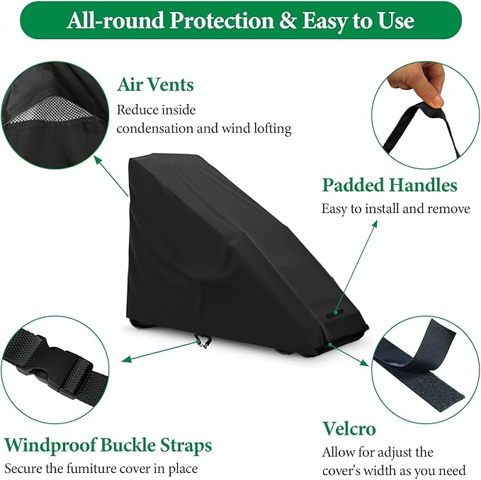 AKEfit Zero Gravity Chair Cover Outdoor Folding Lawn Lounge Chair Covers Waterproof All Weather Dustproof Oxford Anti with Storage Bag Black