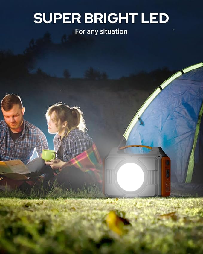 Apowking Portable Solar Powered Generator 300W Rated, with Solar Panels 40W Included, 220Wh Power Bank with AC Outlet 110V, and 10*DC Connectors, Pure Sine Wave for Home Use Camping Outdoor