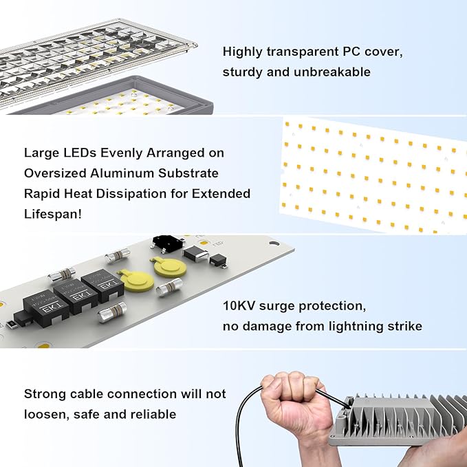 Kekeou 500W LED Stadium Lights 70000LM LED Flood Light Outdoor, 6500K Daylight Super Bright Arena Light, IP67 Waterproof Field Lights 180° Adjustable Angle for Sport, Parking Lot and Courts