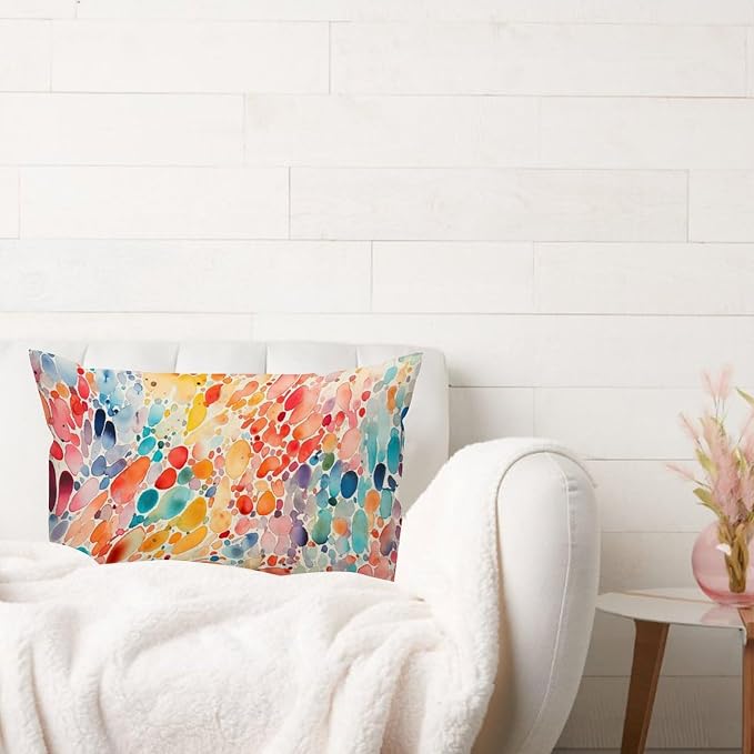 Make It Rain Fiesta Lumbar Pillowcases Rainbow Colorful Pillow Covers 16x26in Farmhouse Accent Outdoor Garden Decoration for for Home Indoor Sofa Couch Decor