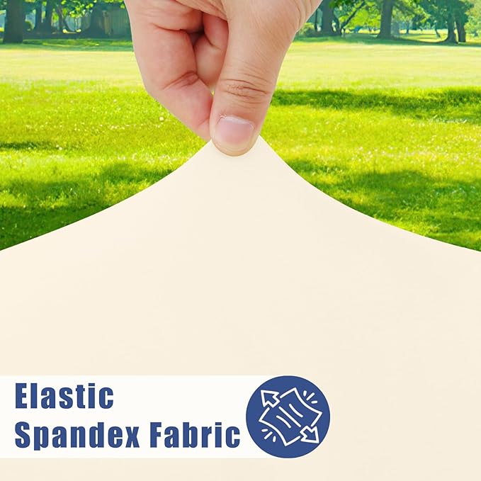 Moosfor Spandex 4 Foot Rectangle Table Cloth 2 Pack, Elastic Fitted Tablecloths for Picnic, Stretch Washable Patio Table Cover for Outdoor, Camping, Banquet and Parties (Champagne, 24"x48")