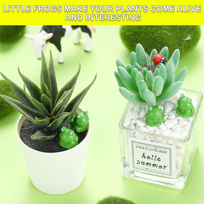 EKisemio 100 Pcs Mini Frog Garden Decor | Green Frog Figurines | Miniature Home Décor | Tiny Plastic Frogs | Fairy Garden Decor | Tiny plastic frog to hide for Miniature Garden, Terrarium, Plant Pots, DIY Crafts