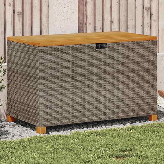 Modern Garden Storage Box for Outdoor Spaces, Contemporary Garden Storage Box with Oiled Acacia Finish, Weatherproof with Gas Spring Lid, Outdoor for Cushions and Accessories