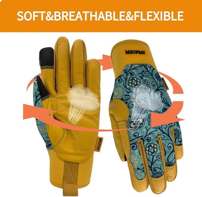 Cute Pattern Gardening Gloves,Thornproof Garden Glove,Gardener Gift | Gardening Gifts for Women,Touchscreen,Tender Thornproof,Cute Pattern,Protection Palm,Machine Washable,Adjustable Cuff