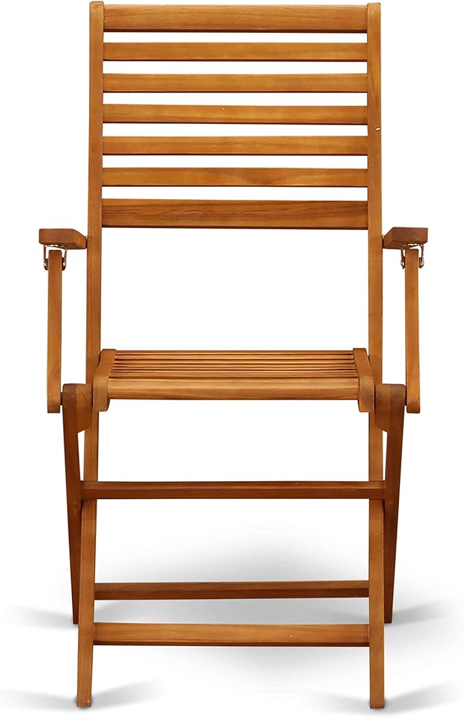 East West Furniture DEBS7CANA 7 Piece Patio Dining Set Consist of a Rectangle Outdoor Acacia Wood Table and 6 Folding Arm Chairs, 40x72 Inch, Natural Oil