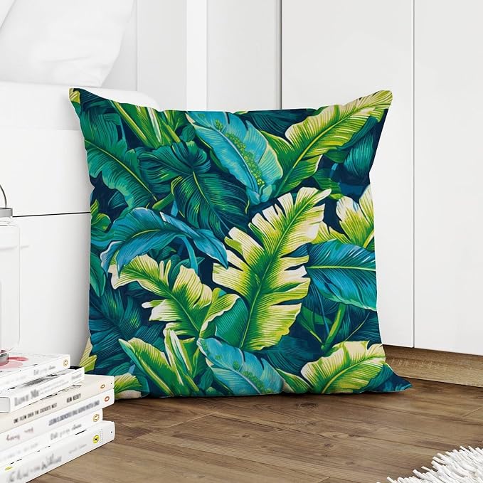Turquoise Lime Green Outdoor Throw Pillow Covers Teal Blue Aqua Tropical Waterproof Throw Pillowcase 18x18 in Classic Accent Pillows for Patio Couch Tent Sofa