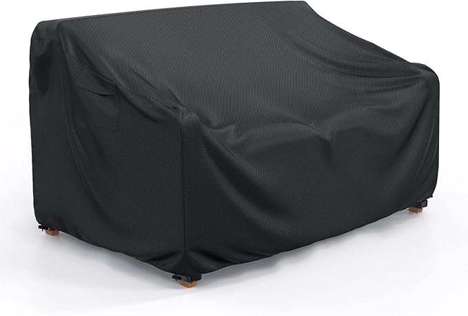Patio Sofa Cover Waterproof - Heavy Duty 3-Seater Outdoor Couch Cover Patio Furniture Covers with Air Vent and Handles, 88" L×33" D×32" H, Black