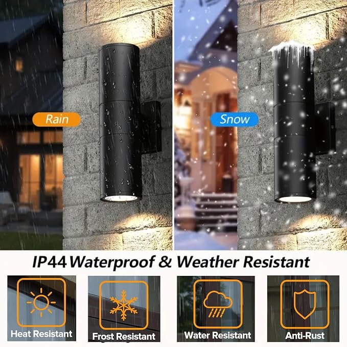 1Pack 14inch LED Square Up & Down Wall Lights,14W Outdoor Wall Light 4000K Day White Aluminum Body Waterproof IP65 LED Exterior Light Fixtures Wall Mount for House Patio Garage Garden.