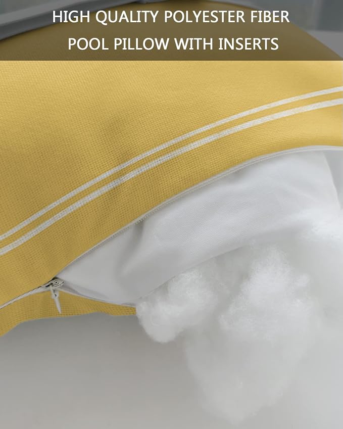 Outdoor Pillows Covers with Inserts Solid Color Yellow Waterproof Recliner Pillow with Adjustable Strap Throw Pillows for Patio Furniture Pool Lounge Chair, 11x16 inch, 1PCS