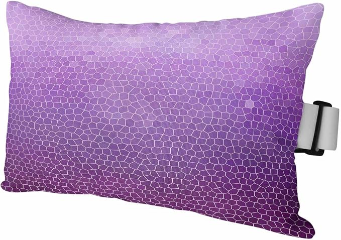 Chaise Lounge Headrest Pillow 1 Pack, Purple Ombre Waterproof Chair Pillows with Insert & Adjustable Elastic Strap for Beach Pool Recliner, Geometric Stained Glass Outdoor Patio Pillow