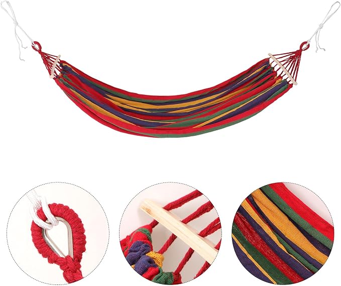 Extra Large Canvas Camping Hammock with Anti-tip Duckbill Buckle for Outdoor Hiking Backpacking Beach Garden Use