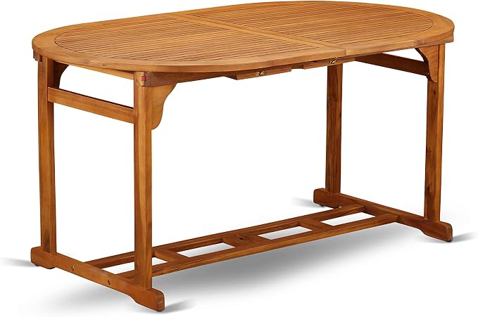 East West Furniture BSDK5CWNA 5 Piece Patio Dining Set Includes an Oval Outdoor Acacia Wood Table and 4 Folding Side Chairs, 36x79 Inch, Natural Oil