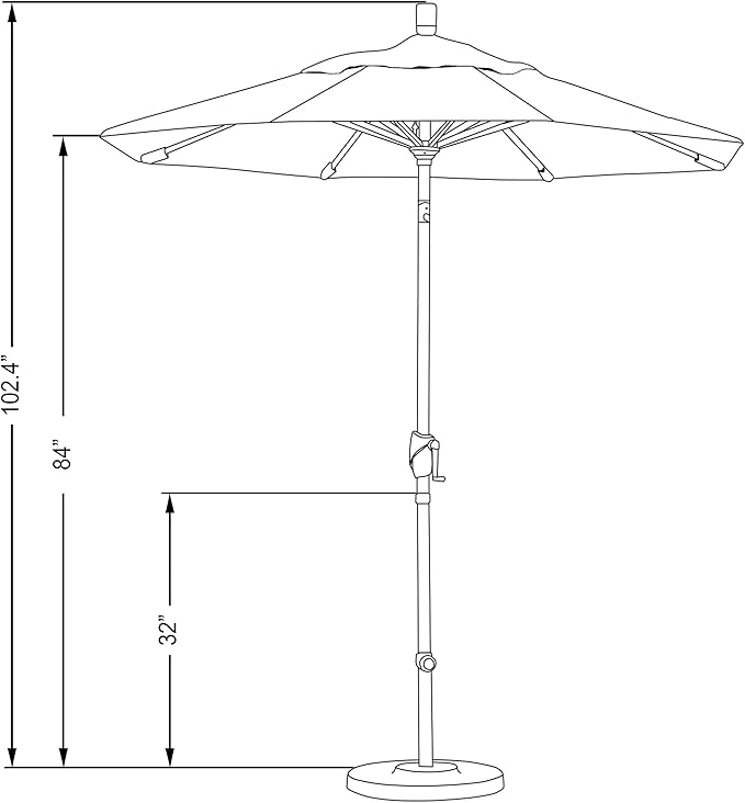 California Umbrella 7.5' Round Aluminum Market Umbrella, Crank Lift