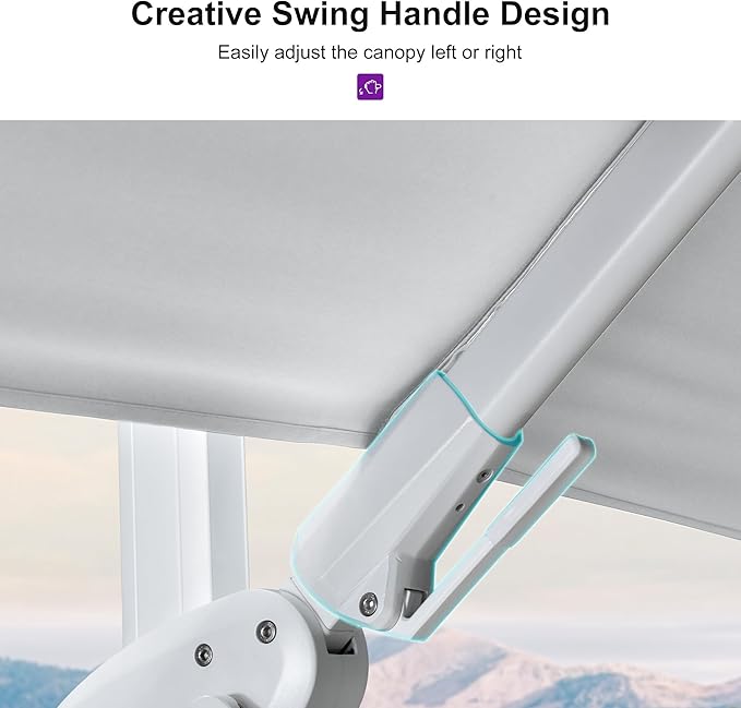 PURPLE LEAF 9' X 12' Right-left Tilt White Cantilever Umbrella with Base Patio Outdoor Swivel Umbrellas with Aluminum Tilt Offset Umbrella with 360° Rotation for Deck Pool, White