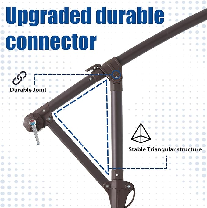 10FT Patio Umbrella, Outdoor Offset Cantilever Umbrella with Sturdy 8 Ribs, Easy Tilt Adjustment for Backyard Pool Garden,Brown