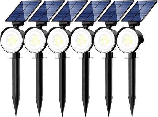 nipify Solar Spot Lights Outdoor Waterproof, Landscape Spotlights | Cool White, 6 Pack/53 LED/3 Modes, Adjustable Solar Panels, Auto On/Off, Uplights Lighting for Outside Tree Yard Flag Garden