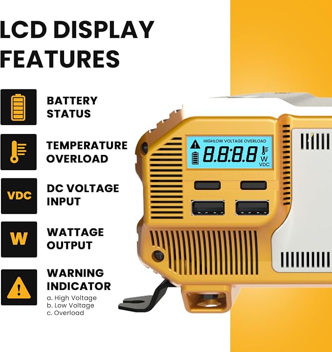 K KRIËGER 2000 Watts Power Inverter 12V to 110V, Modified Sine Wave Car, Dual 110 Volt AC Outlets, DC to AC Converter with Installation Kit Included - ETL Approved to UL and CSA Standards
