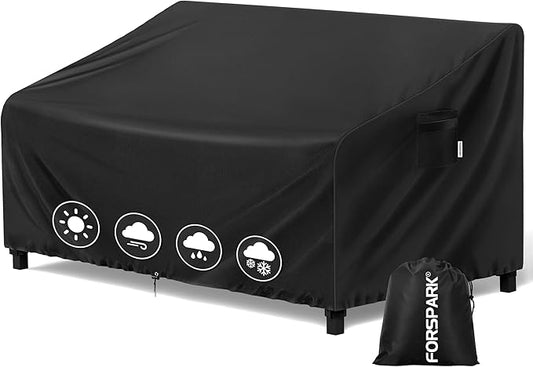 FORSPARK Patio Sofa Cover – Waterproof UV-Resistant Outdoor Couch Protector 76W x 32.5D x 33H inches for 3-Seat Loveseats, Tear-Resistant Oxford Fabric with Wind Straps & Storage Bag