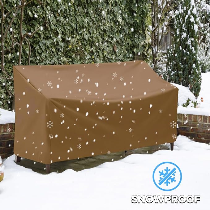 Outdoor Bench Cover, Waterproof Outdoor Patio Furniture Cover for 4-Seater Bench, Durable Oxford Cloth Garden Sofa Chair Cover, 75" L x 26" W x 35" H (Khaki, 64" L x 26" W x 35" H)