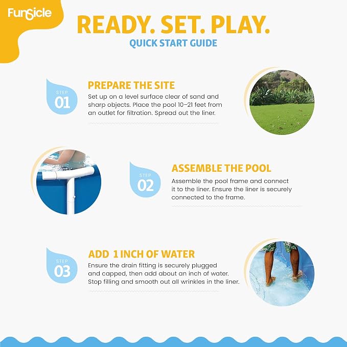 Funsicle Activity 15' x 48" Round Outdoor Above Ground Swimming Pool, Includes Repair Patch