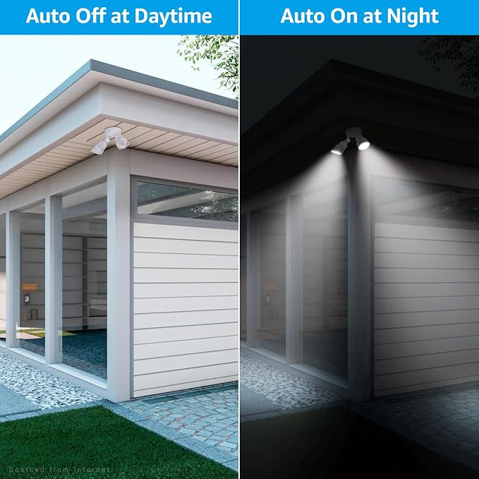 LEONLITE 3CCT Dusk to Dawn LED Security Lights with Photocell, White | Adjustable Dual-Head Flood Light Outdoor, 3000K/4000K/5000K Selectable, 25W(200W Equiv.), Wet Location, Aluminum, ETL Listed