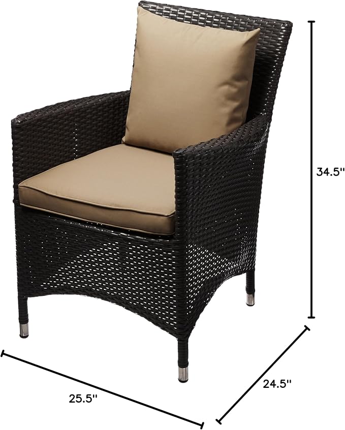 Modway Convene Wicker Rattan Outdoor Patio Dining Armchair with Cushion in Espresso Mocha