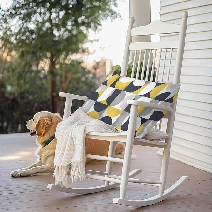 Vandarllin Outdoor Throw Pillows Covers 20x12 inch Set of 2 Waterproof Mid Century Geometric Decorative Zippered Cushion Covers for Patio Furniture, Abstract Modern Yellow Lumbar Pillowcases