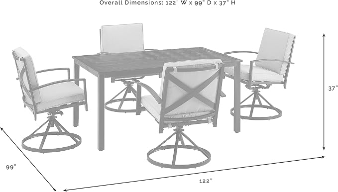 Crosley Furniture Kaplan 7-Piece Outdoor Dining Set for 6, Patio Table and Chairs for Backyard, Deck, Oiled Bronze with Oatmeal Cushions