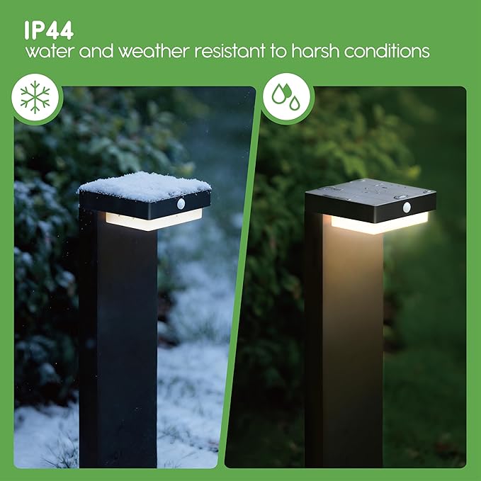 20.5" Solar Pathway Lights - Walkway Solar Lights for Outside - PIR Sensor & Two Lighting Modes - Rechargeable Battery Lasts Up to 55 Hours - 3000K - IP44 Weather Resistant - 2 Pack
