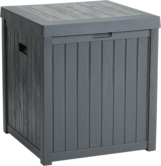 EHHLY Deck Box, 51 Gallon Package Bin Delivery Box for Outside Front Porch, Small Patio Outdoor Storage Boxes Waterproof, UV Resistant Plastic Resin Pool Storage Bins with lids, Grey