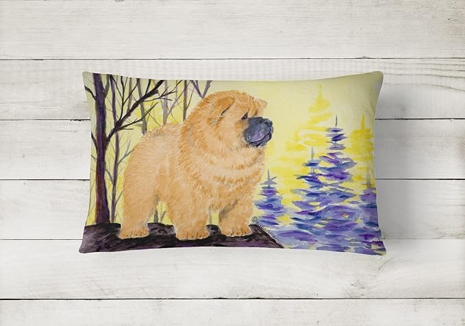 Caroline's Treasures SS8603PW1216 Chow Chow Canvas Fabric Decorative Pillow Machine Washable, Indoor Outdoor Decorative Pillow for Couch, Bed or Patio, 12HX16W