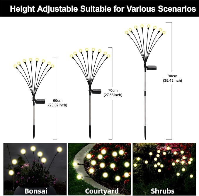 Firefly Lights Solar Outdoor, 8 Modes 800mAh Swaying Solar Firefly Garden Lights Stakes Outdoor Waterproof for Outside Yard Patio Plant Christmas Holiday Garden Decor Warm White(6 Pack)