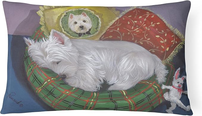 Caroline's Treasures PPP3282PW1216 Westie Precious Toto Canvas Fabric Decorative Pillow Machine Washable, Indoor Outdoor Decorative Pillow for Couch, Bed or Patio, 12HX16W