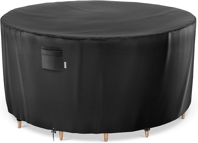 iBirdie Round Patio Furniture Cover 62 x 28 inch, 5 ft, Outdoor Waterproof and Weatherproof for Garden Table and Chairs, Heavy Duty 600D, fit 62, 60, 58 Diameter