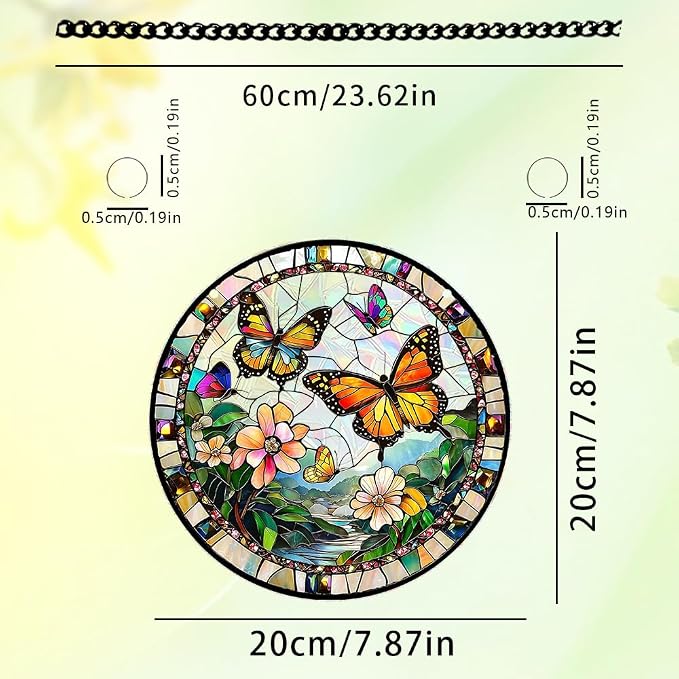 8 Inch Sun Catchers Indoor Window, Acrylic Rainbow Suncatcher Window Hanging Decoration for Living Room Bedroom Summer Home Balcony Ornaments Decoration (207 Butterfly)