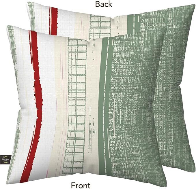 Briarwood Lane Everday Indoor/Outdoor Pillow 17x17 Red and Green Stripes for Everday Pillow