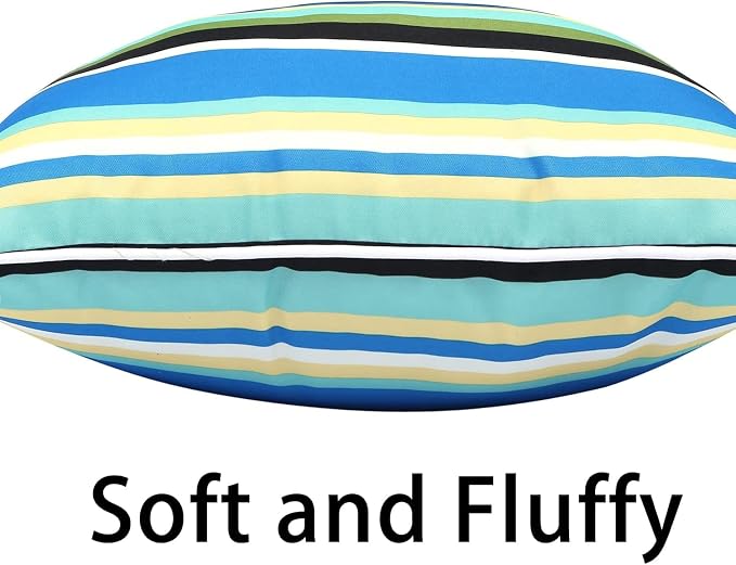 Enipate Inserts Included Outdoor Throw Pillows, Pack of 2 Striped Water Resistance Stuffed Pillows for Patio Furniture Decor 18x18 in